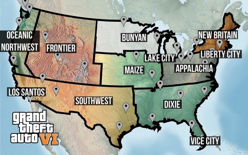 gta 6 world map this fan made gta vi concept map will make you wish it was gta 6 world map this fan made gta vi concept map will make you wish it was