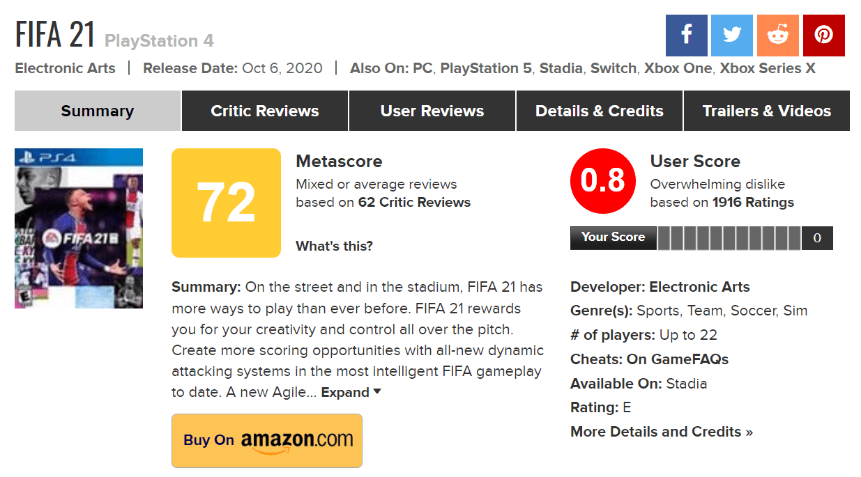 FIFA Mobile Soccer - Metacritic